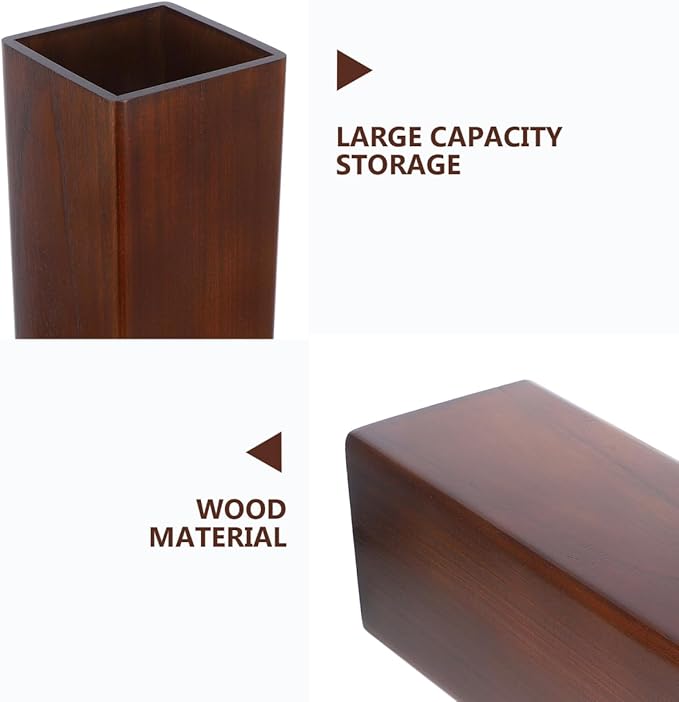 OUNONA Solid Wood Umbrella Stand Elegant Entryway Organizer for Indoor and Outdoor Use Heavy Duty Umbrella Holder for Lobbies Dark Walnut