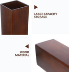 OUNONA Solid Wood Umbrella Stand Elegant Entryway Organizer for Indoor and Outdoor Use Heavy Duty Umbrella Holder for Lobbies Dark Walnut