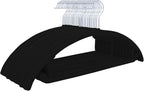 MIZGI Premium Velvet Hangers 50 Pack Heavyduty- Non Slip No Shoulder Bump Suit Hanger - Chrome Hooks,Space Saving Clothes Rounded Shape for Coat,Sweater,Jackets,Pants