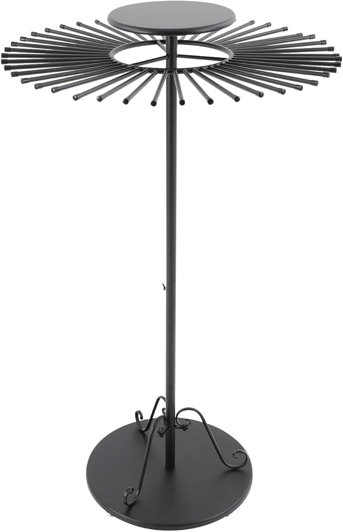 Scarf Display Stand, Commercial Hijab Organizer with 45 Rods, 360°Rotation Scarf Holder Display Rack Organizer for Boutique Retail Store, Apartment, Home Use (Black, 31.5'')