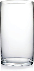 4" Wide 7" High Large Hand Blown Sturdy Clear Cylinder Glass Vase, Centerpiece Flower Vase for Rose, Tulip, Boquets, Hurricane Candle Holder (1, 4"x7")