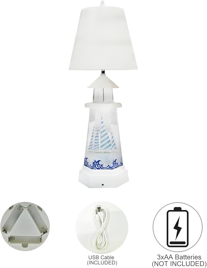 MOMENTS IN TIME LED Lamp with Glitter Water Globe Dual Power Snow Globe Light with USB or Battery Option, Decorative Table Lamp for Decorative Light for Home, Desk, or Tabletop Display