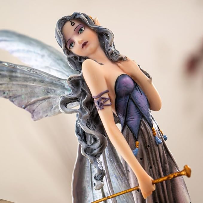 Pacific Giftware Moonlight Fairy with Wolves Fantasy Figurine with Glittering Wings and Guardian Wolves Perfect for Nature and Fantasy Decor Collectible Figurine 10 Inches Tall