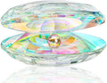 H&D HYALINE & DORA Colorful Crystal Seashell Figurine Collectible,Glass Shell Figurine with Pearl for Wedding Gift Table Decor