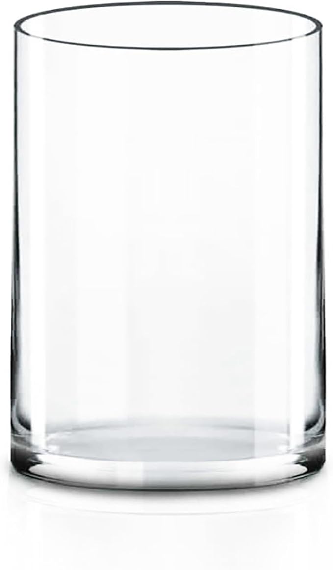 CYS EXCEL Glass Cylinder Vase (H:7" D:5") | Multiple Size Choices Glass Flower Vase Centerpieces | Hurricane Floating Candle Holder Vase