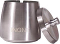 INONE Extra Large Ashtray with Lid for Cigarette, Stainless Steel Smokeless Odorless Windproof Ash tray for Home Office Tabletop Outside Patio Outdoor Balcony(4.72''x3.93''x4.33'')