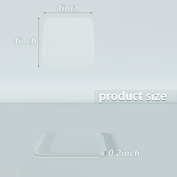2 PCS Acrylic Coasters Decorative Plates, Bar Drink Coaster, Drink Coaster for Coffee Table, Clear Coaster for Home Office Desk, Accessory for Desktop Protection, Square-Shaped