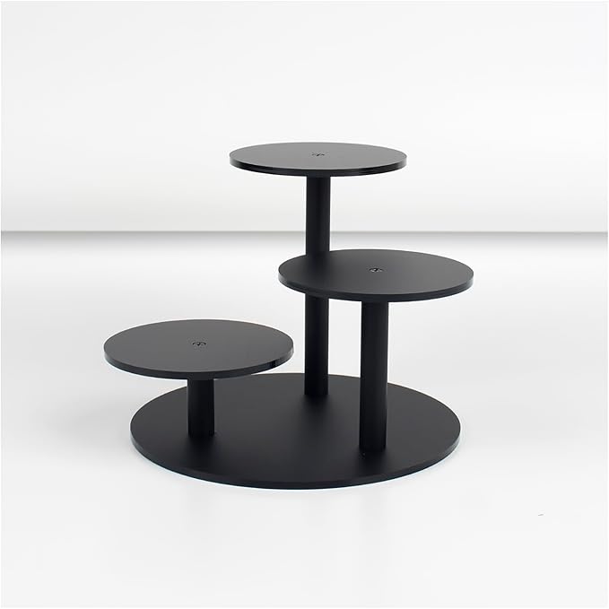 Frosted Acrylic Table Display Stand for Figure Small Display Risers Black for Succulent Plants 3 Tier Round Risers for Decor 1 Pack