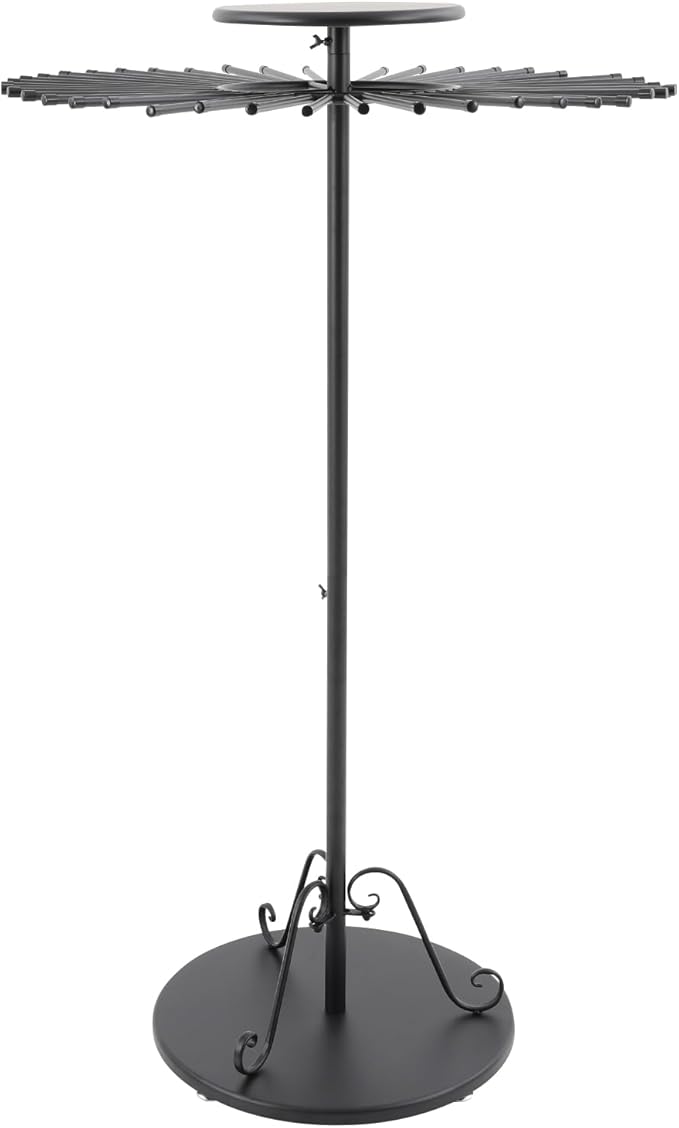 Scarf Display Stand 45-Arm Scarf Holder Organizer Freestanding Scarf Hanger 360° Rotating Rack for Home and Clothing Store (Black, 45 Rods)