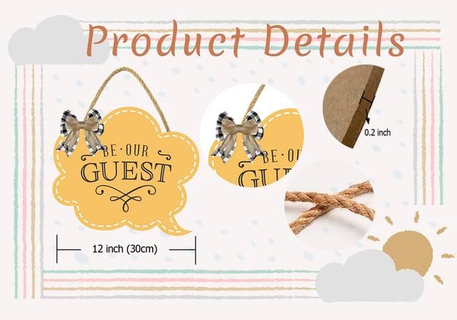 Be Our Guest Sign for Front Door 12'' Bubble Shape Wood Sign Hanging Decor Outdoor sign for Farmhouse porch Wall Pediments Decorations