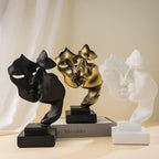 Couples Kiss Sculpture,Black Thinker Resin Statue Ornaments,Silence is Gold Abstract Art Figurine,Abstract Style Sculptures,Living Room Desk Decorations,Bookshelf Decorative Objects