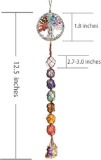 Handmade Crystal Window Car Hanging Ornaments 7 Chakra Home Decoration Feng Shui Ornament Yoga Meditation Car Decoration Tumbled Palm Stones (Style13)