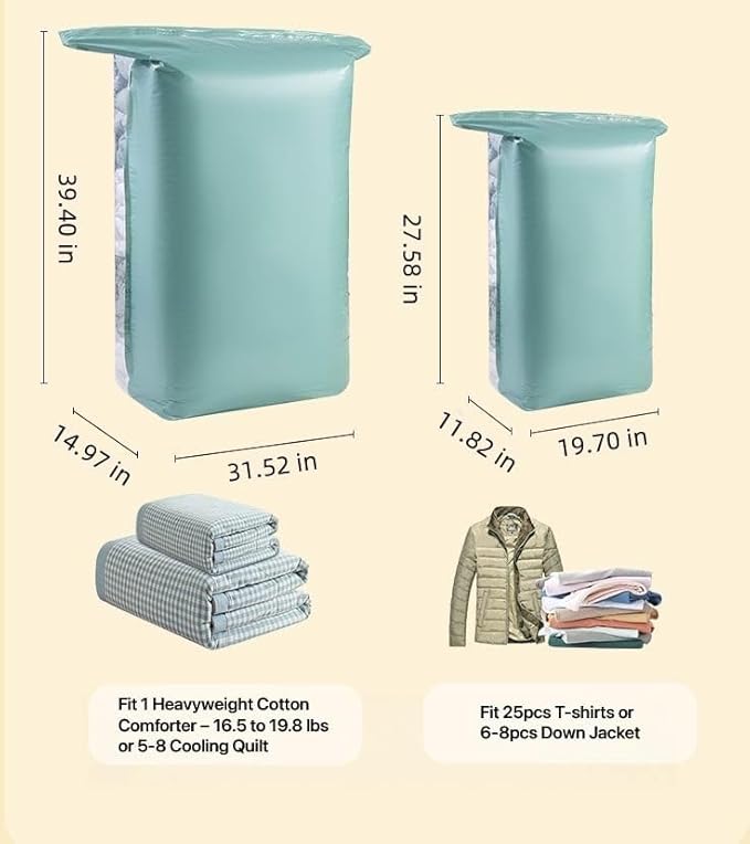 Vacuum Storage Bags for Clothing - NeatNest 6 Pack Large Cube/Box-Shaped Compression Bags for Comforters, Blankets, Bedding & Clothes, Vacuum or Hand Press, Airtight & Reusable, PE+PA Material