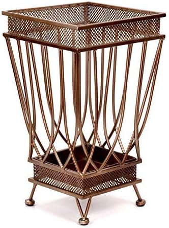 Dualplex Super Quality Umbrella Stand, Umbrella Holder, Antique Look Metal Entry Hallway Décor Square Style w/Removable Drip Tray Home Office Decoration Rack Holds Umbrellas Canes Walking Sticks