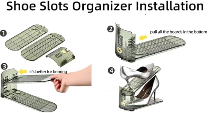 20 Pack Shoe Slots Organizer Adjustable Level Shoe Stacker Holder Storage Space Saving Sneakers Display Tray Rack for Closet (Green Transparent, 20 Pack)