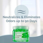 SMELLS BEGONE 12 oz Odor Eliminator Gel - Air Freshener - Absorbs & Eliminates Odor in Bathrooms, Basements, Cars, Boats, RVs & Pet Areas - Made with Essential Oils - Calming Rain Scent