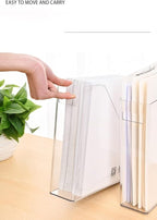 Magazine Holder, Clear Plastic Vertical File Magazine Organizer, Desktop File Magazine Book Storage Shelf for Office Desk (4PCS)