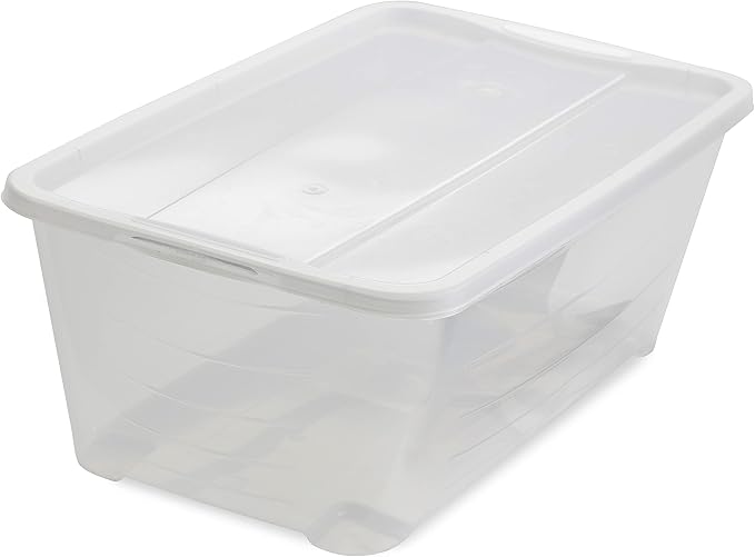 Life Story 6 Liter Shoe, Accessory, and Closet Plastic Storage Box Multi-Purpose Lidded Stacking Tote Containers, Clear (50 Pack)