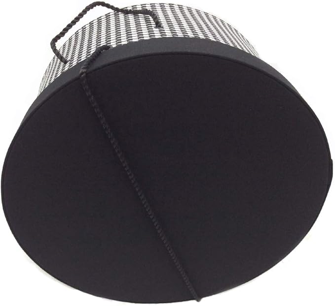 Sarah's Hat Boxes Classic Houndstooth Hat Box – 14.75" x 7.5" (Dia. x Ht.) Handmade in USA – Odorless Non-Toxic Adhesive, Cording Handle – Premium Storage for Hats & Accessories