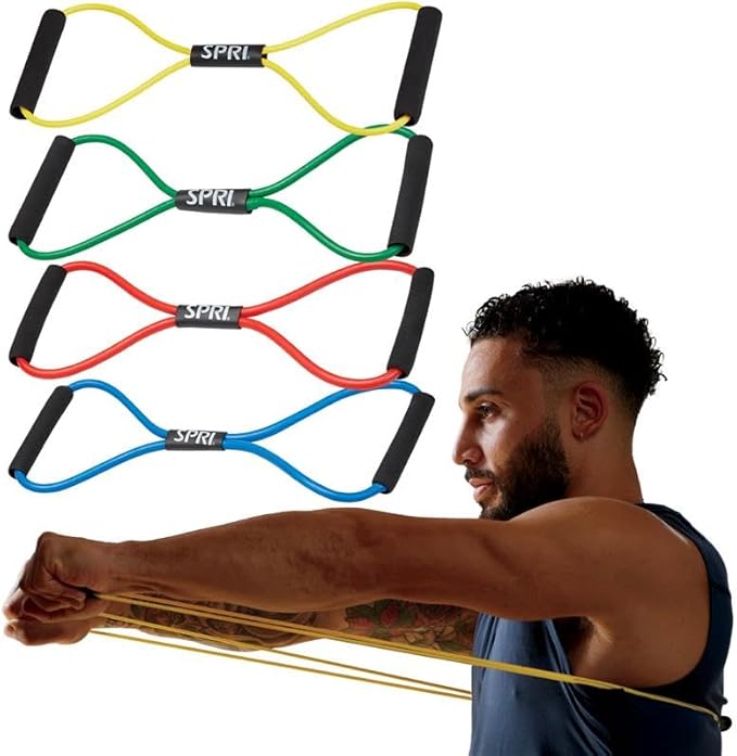 SPRI Ultra Toner Figure 8 Resistance Band with Padded Handles Great for Stretch, Exercise, Fitness Training, Yoga, Resistance Weights, Therapy, Gym or Home Workout Equipment.