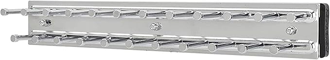Rev-A-Shelf Pull Out 12" Side Mount Extending Closet Tie & Belt Organization Storage Rack Holder for Up to 23 Ties, Chrome, TRC-12CR