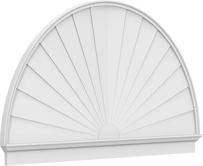 82"W x 47-3/4"H x 2-3/4"P Half Round Sunburst Architectural Grade PVC Combination Pediment