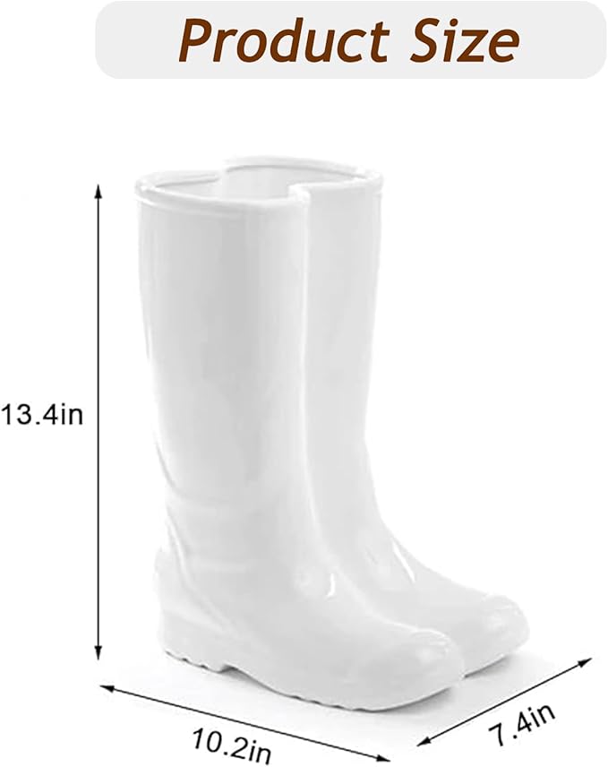 Modern White Ceramic Rain Boot Umbrella Stand Indoor,Entryway Decorative Cane Holder,Flower Vase Umbrella Holder for Living Room Hallway Office