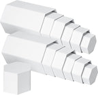 Jetec 6 Pcs Hexagonal Jewelry Display Risers Hexagonal Market Display Risers Stands Acrylic Showcase Acrylic Stand for Jewelry Model Figures Decoration, 6 Sizes (White)