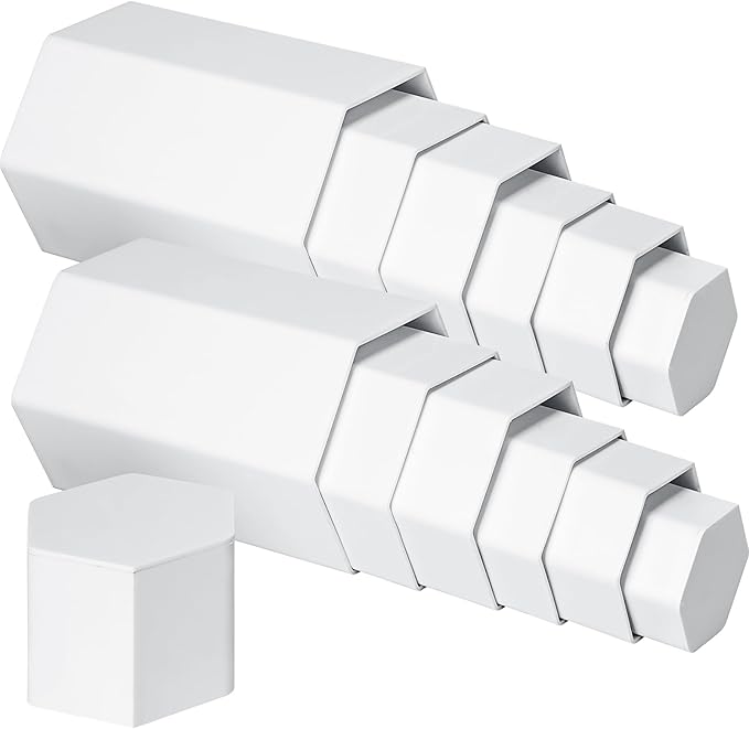 Jetec 24 Pcs Hexagonal Jewelry Display Risers Hexagonal Market Display Risers Stands Acrylic Showcase Acrylic Stand for Jewelry Model Figures Decoration, 6 Sizes (White)