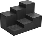 MOOCA Wooden 6 Pcs Square Risers for Display Jewelry and Accessories Display Stand Wooden Risers For Jewelry Figurine, Black Color