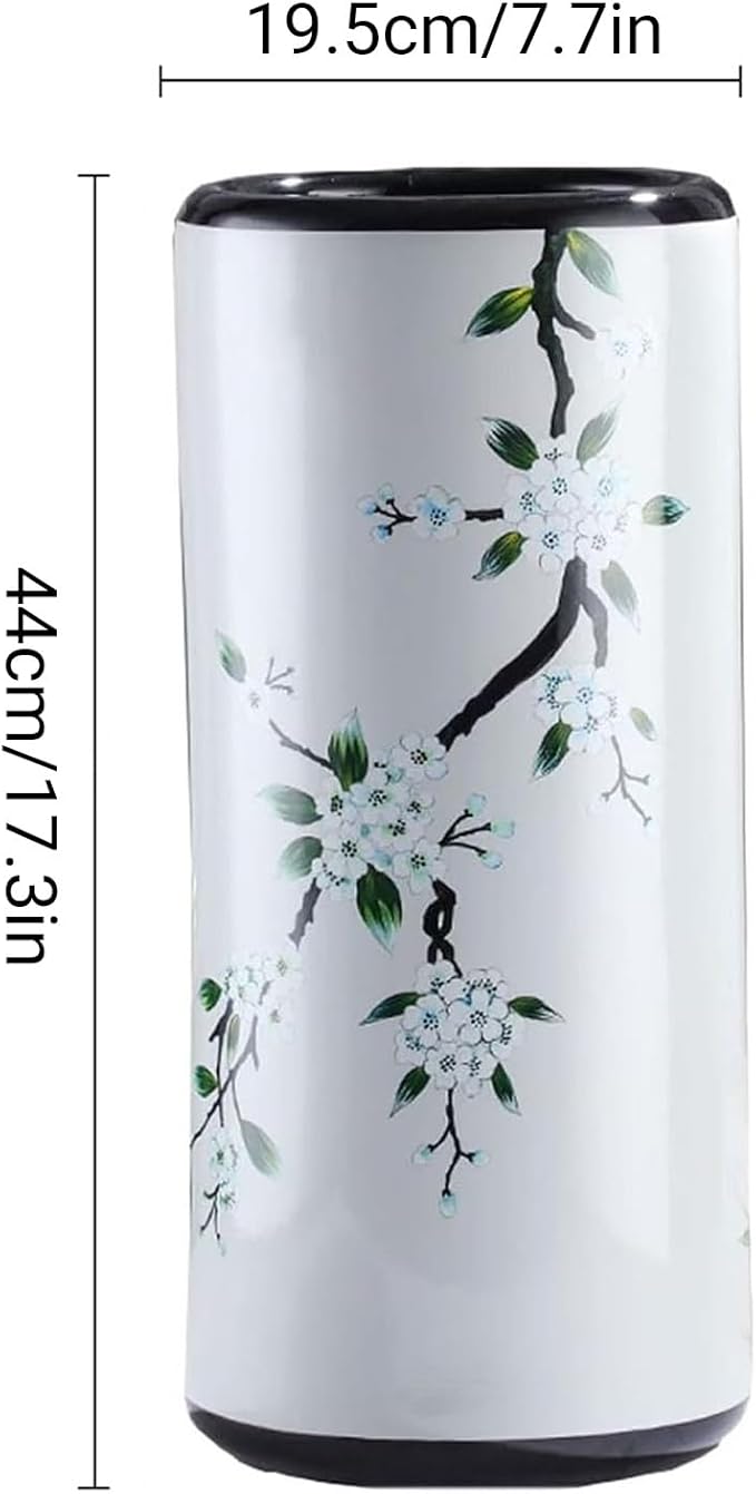 Ceramic Umbrella Stand, Vintage Ceramic Umbrella Stand, Umbrella Holder for Entryway, Multi-Functional Painted Porcelain, for Home Office Entrance Indoor(D)