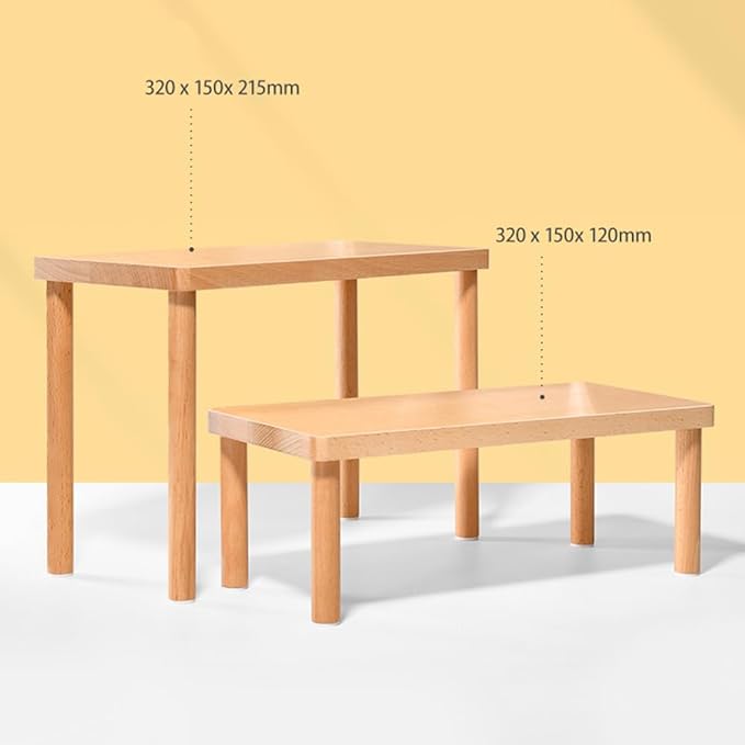 Wood Display Risers, Organizer Stand, Riser Stand for Figures, Cupcake, Perfume and More (Wood S 32*15*12cm/12.60*5.91*4.72inches)