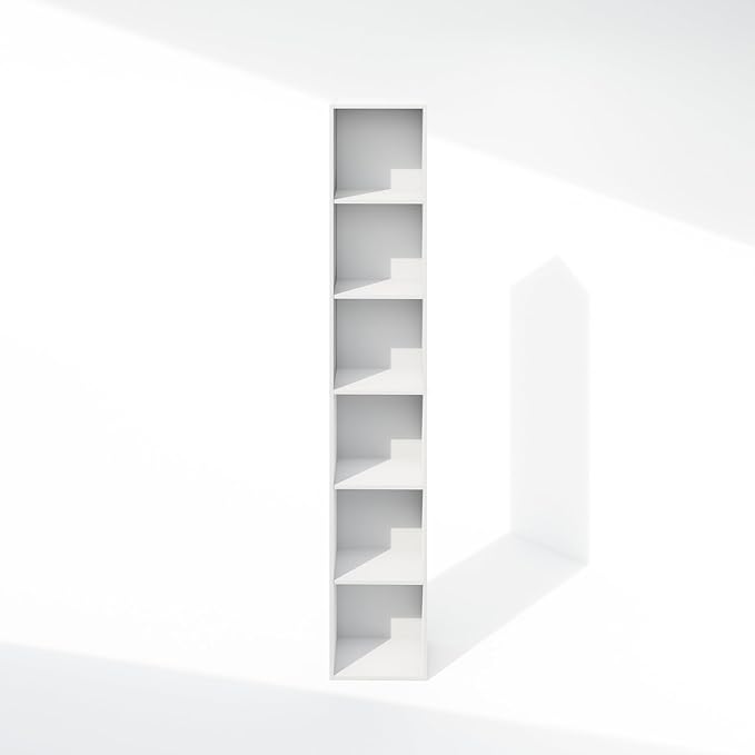 Furinno Cubicle 6-Tier Closet Organizers and Storage, Closet Organizer, Open Shelf Closet Storage, for Wardrobe, Bedroom, Living Room, White