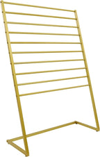 10 Tier Metal Scarf Organizer Holder, Freestanding Scarf Rack, Scarf Holder Organizer for Commercial Clothing Retail Store Towel Rack Ties Belt Pants Hanging (Gold, 39.37 * 15.75 * 57.09in)