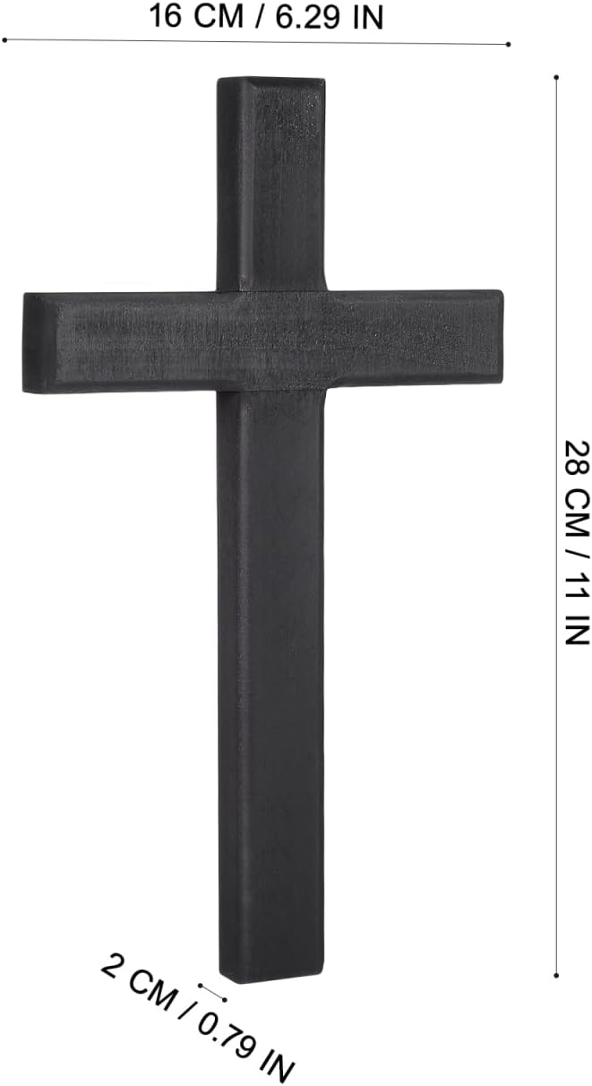 NUOBESTY 1Pc Wooden Cross for Wall, Black Christian Wall Decor Rustic Wood Hanging Accent for Indoor Home Prayer Room Church Baptism Confirmation Wedding, 11.02 x 6.30 x 0.79 in