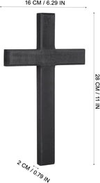 NUOBESTY 1Pc Wooden Cross for Wall, Black Christian Wall Decor Rustic Wood Hanging Accent for Indoor Home Prayer Room Church Baptism Confirmation Wedding, 11.02 x 6.30 x 0.79 in