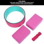 Yoga Wheel Set, 4 in 1 Yoga Wheel Yoga Block Yoga Stretch Belt Strap,Perfect Yoga Accessory for Stretching Massage and Improving Backbends Back Pain, Yoga Starter Kit for Beginner