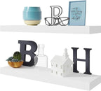 BAMEOS Floating Wall Shelves 24 x 6 Inch – Easy-Install Hanging Shelves with Hardware Included | Modern Decor Shelf for Bathroom, Bedroom & Living Room Storage, Set of 2, White