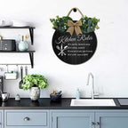 Retro Kitchen Decor,Kitchen Rules Rustic Round Wooden Sign,For Home, Office, Store Or Restaurant
