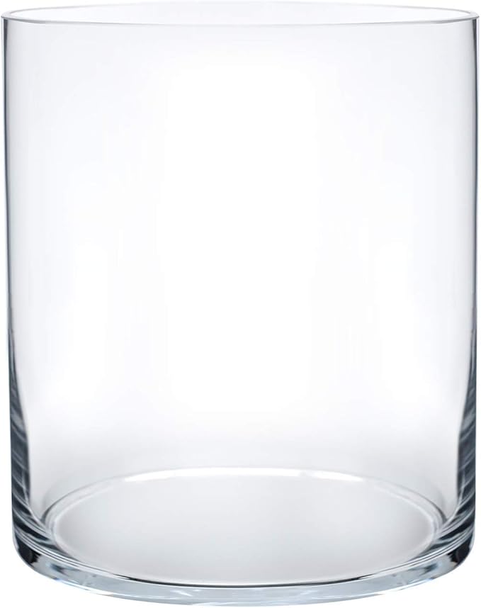Royal Imports Flower Glass Vase Decorative Centerpiece for Home or Wedding - Cylinder Shape, 8" Tall, 6" Opening, Clear