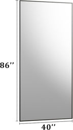 BEAUTYPEAK 86"x40" Rectangle Full Body Floor Mirrors, Full Length Mirror with Stand, Large Black Mirror for Bedroom, Dressing Room, Leaning, Standing or Hanging Horizontally/Vertically