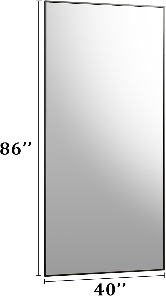 BEAUTYPEAK 86"x40" Rectangle Full Body Floor Mirrors, Full Length Mirror with Stand, Large Black Mirror for Bedroom, Dressing Room, Leaning, Standing or Hanging Horizontally/Vertically