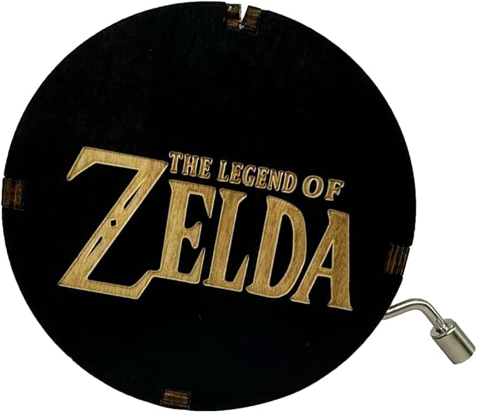 Youtang Zelda:Song of Storms from Ocarina of Time Wood Music Box, Round Antique Engraved Handcrank Wooden Musical Boxes Gifts for Lover, Boyfriend, Girlfriend, Husband, Wife(Black)