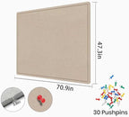 Large Bulletin Board - 72 X 48 inches Cork Board with 30 Pushpin, 6' x 4' Cork Board for Walls Pin Board, Self-Adhesive Felt Board Vision Board Foldable Photo Board for Wall (Beige Brown)