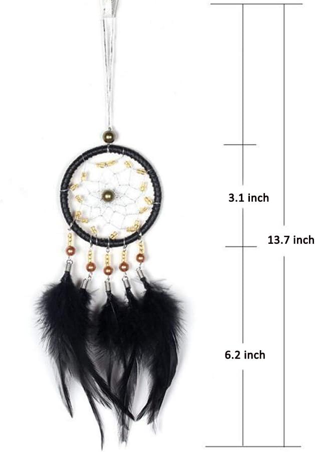 Car Dream Catcher for Rear View Mirror, Black Feather Dream Catchers Wall Hanging Decorations Car Charm Ornament