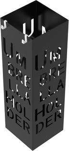 Square Metal Umbrella Holder, Square Free Standing Umbrella Rack Decorative Umbrella Holder Hollow Cutout Pattern Design for Umbrella Cane Entryway Home Office 19.49" X 6.1" X 6.1"(Black hollowed out)