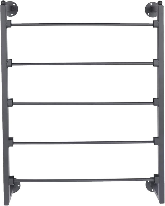 Scarf Organizer Wall Mounted, 5-Tier Scarf Display Rack, Metal Spiral Scarf Holder Belt Pants Hijab Hanger for Clothing Retail Store Home, 23.6" x 3.9" x 29.5"(Black)