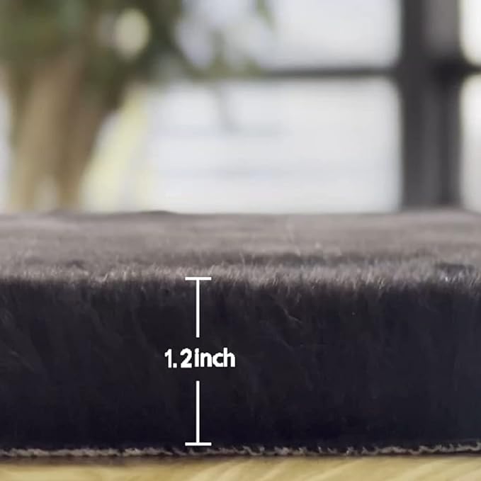 Black Shag Rugs 8x10 Area Rugs for Living Room Faux Rabbit Fur Machine Washable Area Rugs for Bedroom Nursery Decor Fluffy Rug
