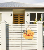 Hello Sign for Front Door 12'' Bubble Shape Wood Sign Hanging Decor Outdoor sign for Farmhouse porch Wall Pediments Decorations