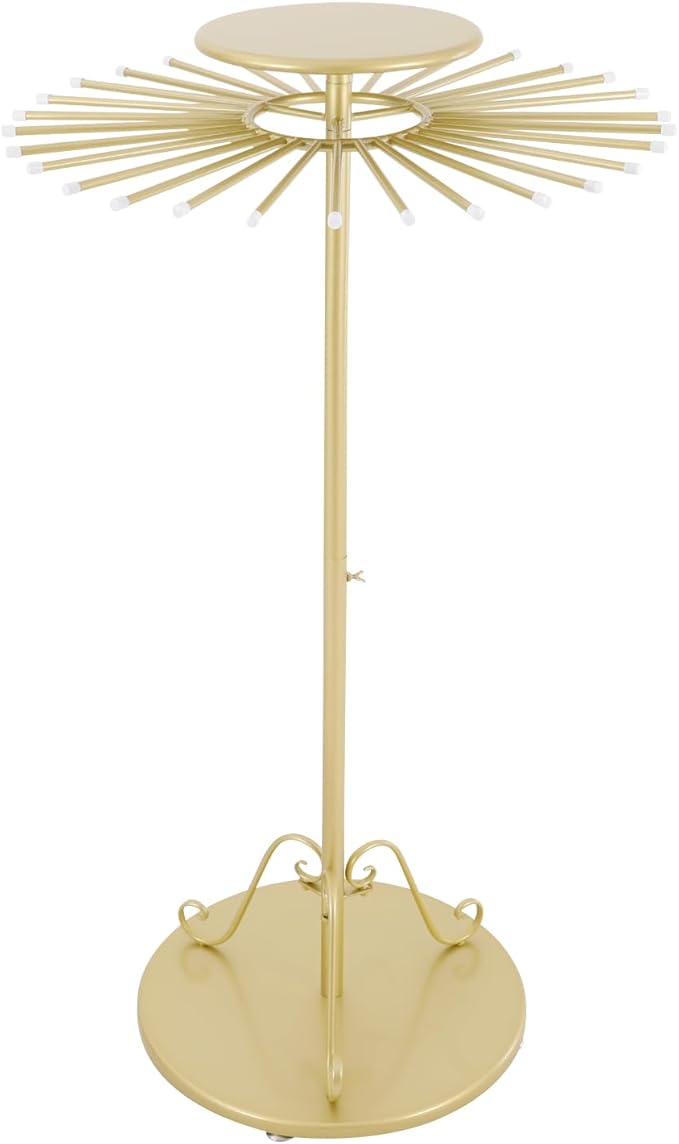 Scarf Display Stand, Commercial Hijab Organizer with 30 Rods, 360°Rotation Scarf Holder Display Rack Organizer for Boutique Retail Store, Apartment, Home Use (Gold, 27.6'')